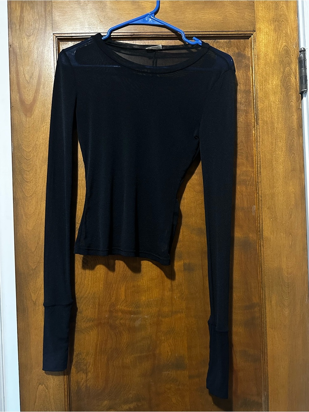 Intimately Free People Black Sheer Mesh Long Sleeve Layering Top - Size S